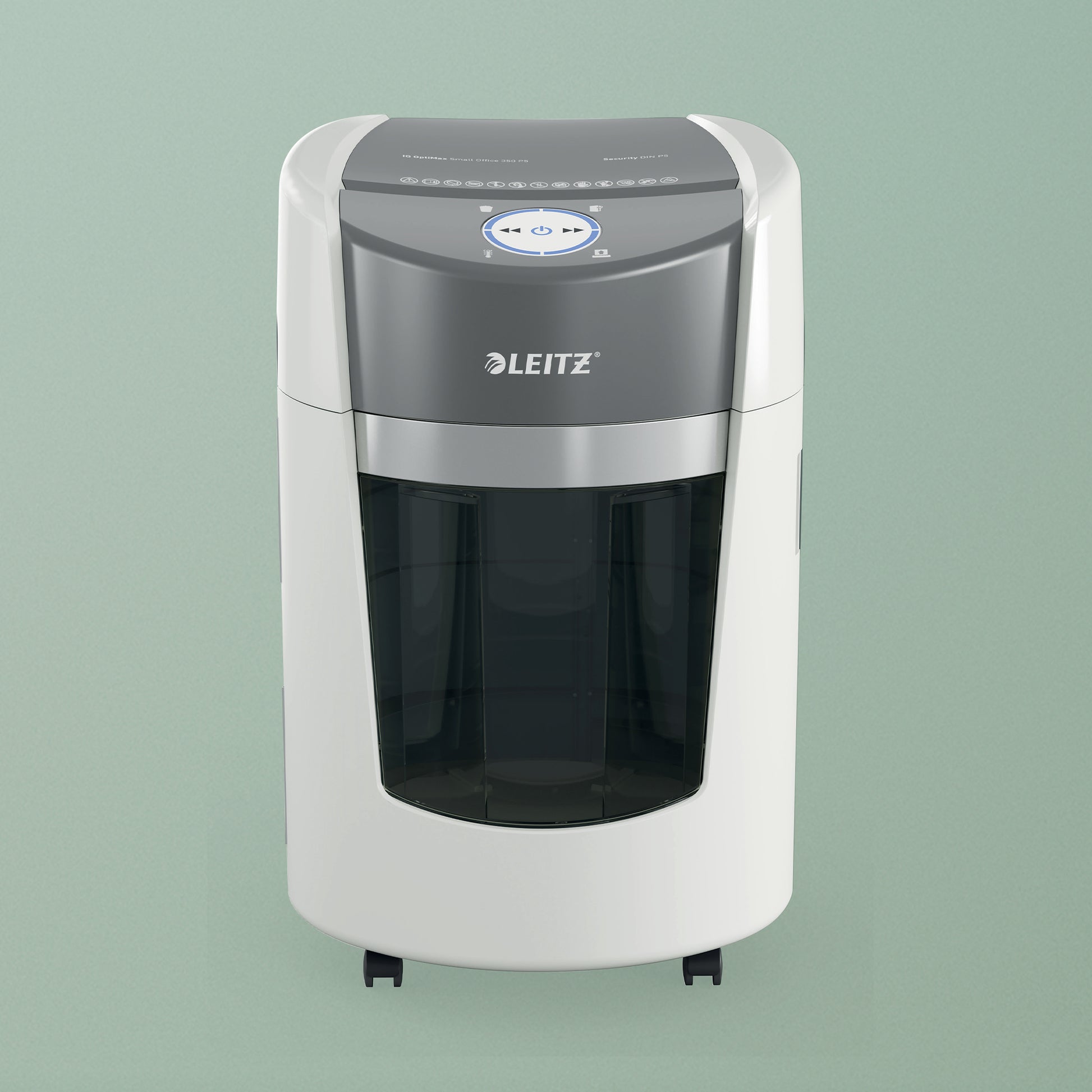 Leitz IQ OptiMax 350 – Aktenvernichter, DIN P-5, Mikroschnitt 2 × 15 mm, 8 Blatt, 22 l, A4
