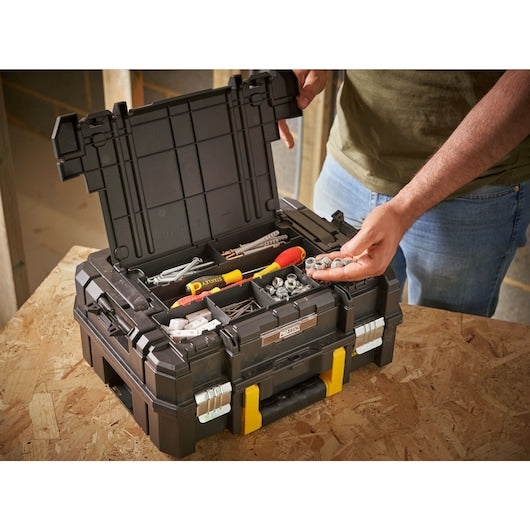 Stanley Werkzeugkasten TSTAK I, 349 × 442 × 184 mm, 14 l, Metall, Kunststoff, schwarz, mit Tragegriff