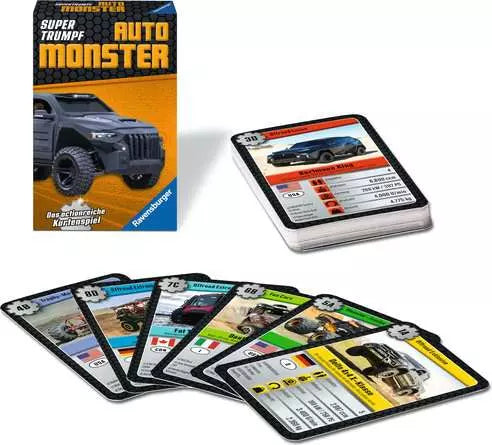 Ravensburger Auto Monster 21 – Kartenspiel, 1–2 Spieler, ab 7 Jahren, 5 Min., IT