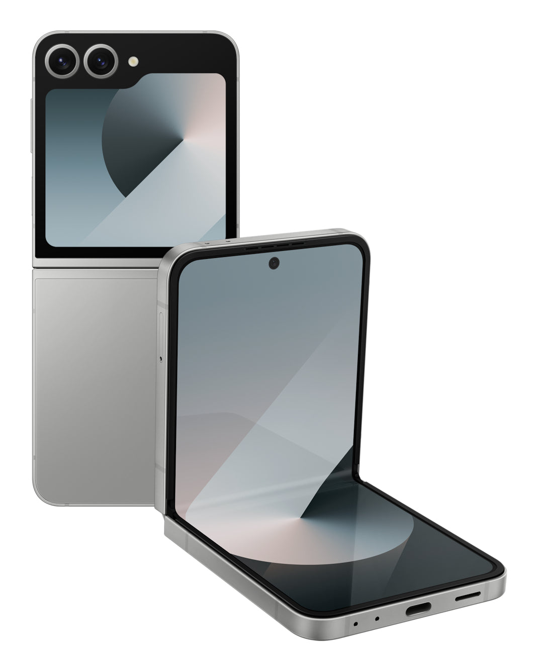 Samsung Galaxy Z Flip6 – silber, 6,7", 2640 × 1080, Android 14, 512 GB, 12 GB, Dual-SIM, 5G, NFC, wasserfest