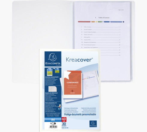 Exacompta Sichtbuch Kreacover A4, 30 Hüllen, PP, Weiss