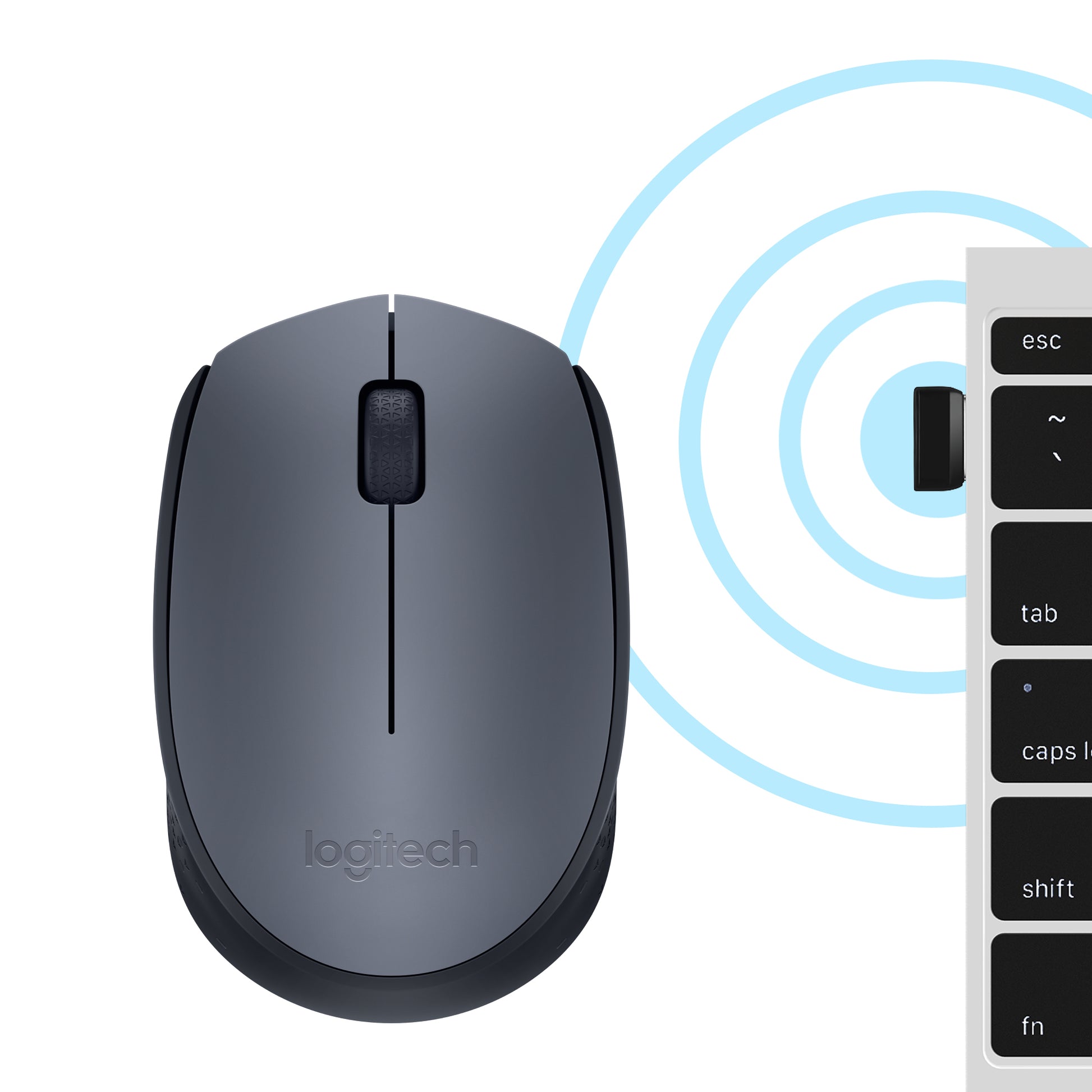Logitech M170 Maus – kabellos, grau