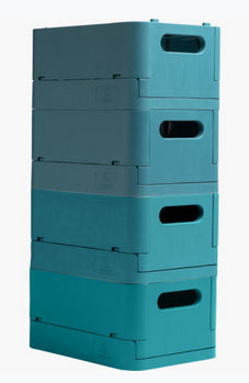 Exacompta Aufbewahrungsbox B 375 × H 163 × T 275 mm – für A4+, zusammenklappbar, mit Tragegriff, blau