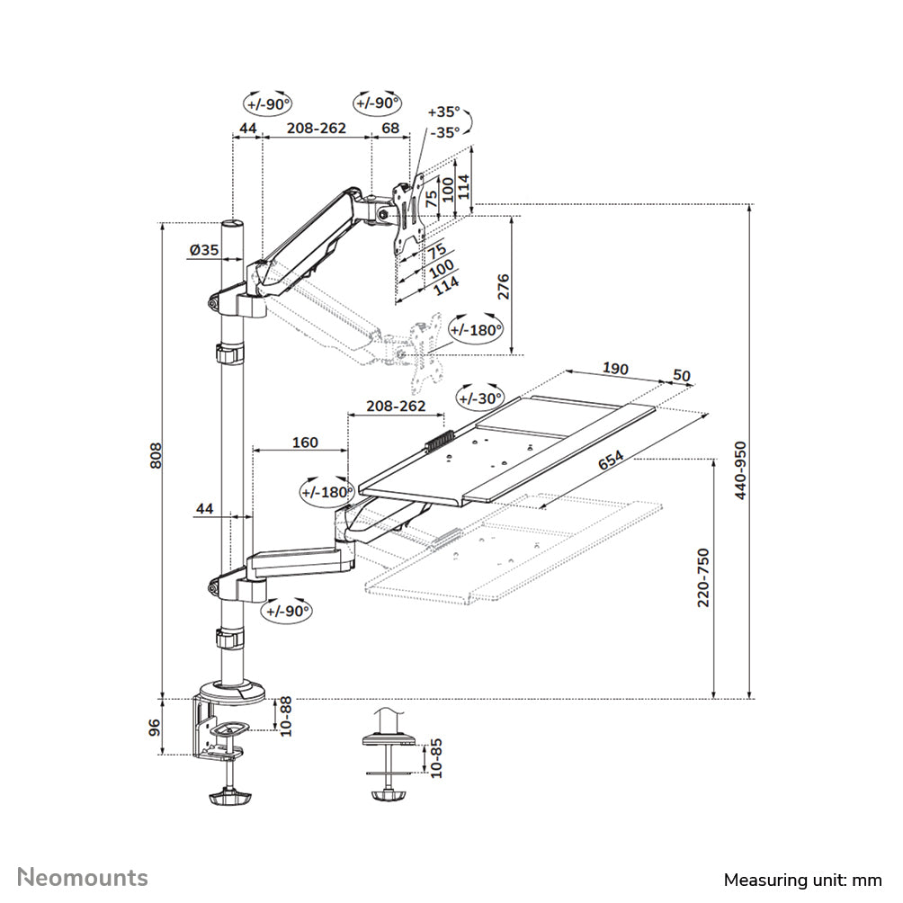 Neomounts DS90-325BL1 – Tischhalterung, bis 32", VESA 75 × 75/100 × 100 mm, 9 kg