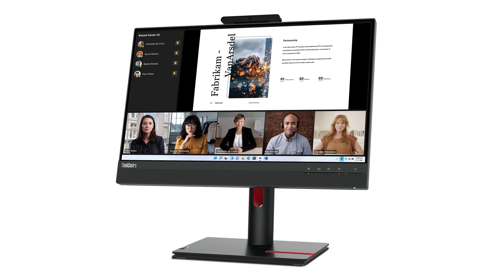 Lenovo Thinkcentre Tiny-In-One 22 – Monitor, 21,5", IPS, 60 Hz, 250 cd/m², Webcam, VESA 100 × 100, Schwarz