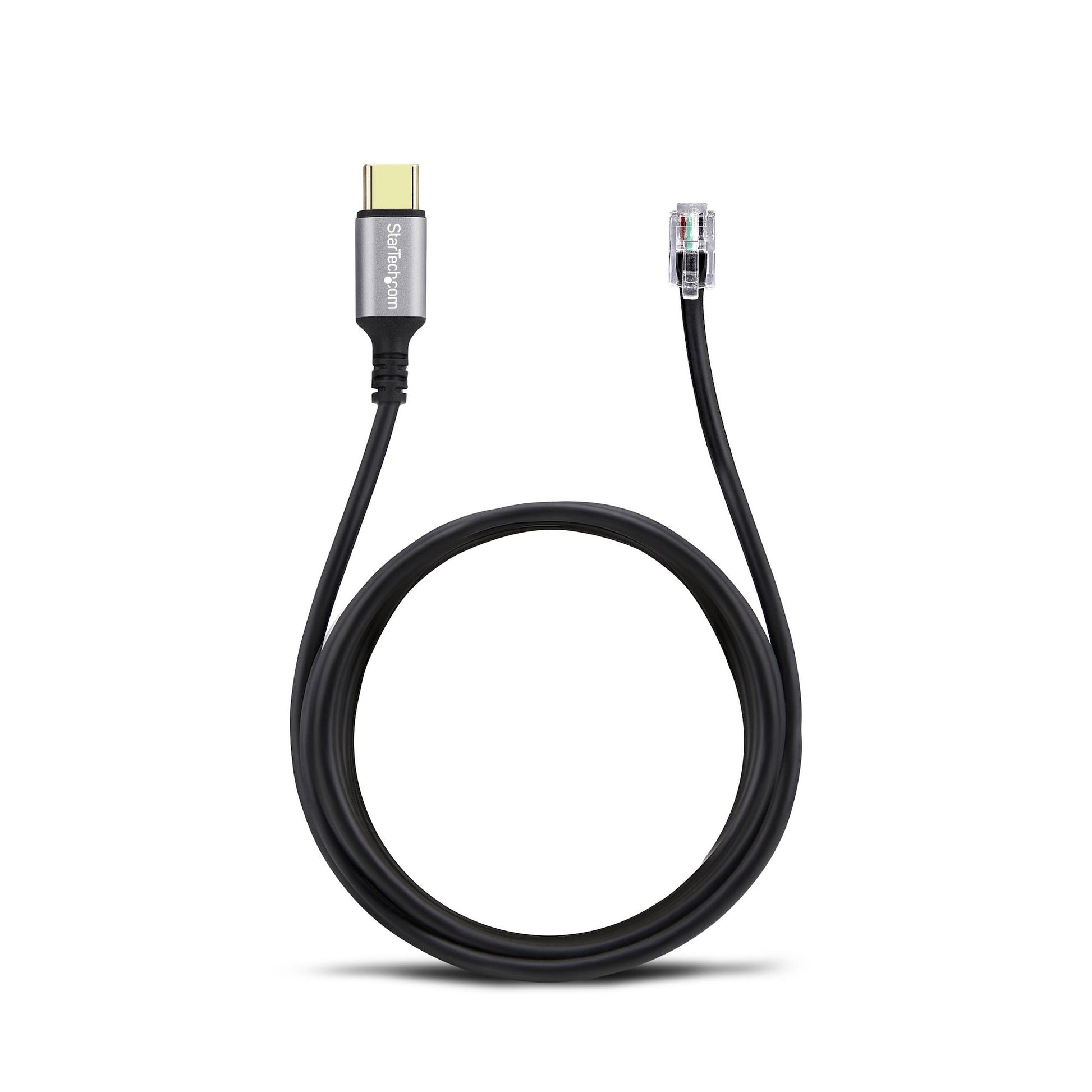 StarTech.com USB-C-auf-RJ-9-Kabel – USB 2.0, 1,8 m – für Bürotelefone und Headsets, Schwarz