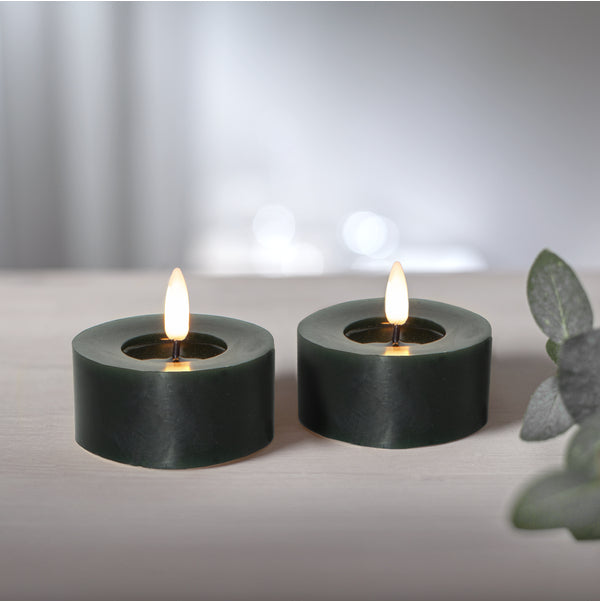 Star Trading LED-Teelicht – batteriebetrieben, Timer, IP20, 2er-Pack – grün