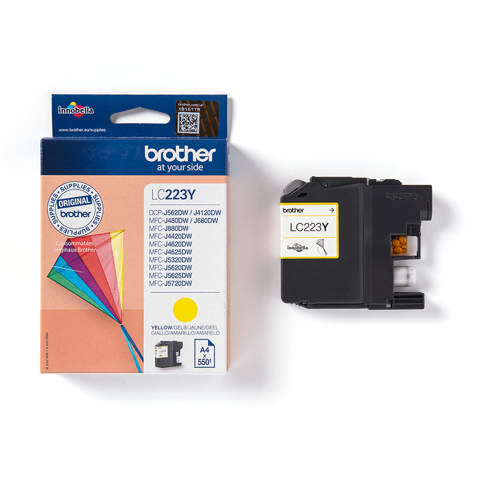 Brother LC223Y Gelb Tintenpatrone (Original) – 550 Seiten – für MFC-J4620DW, DCP-J562DW, DCP-J4120DW …