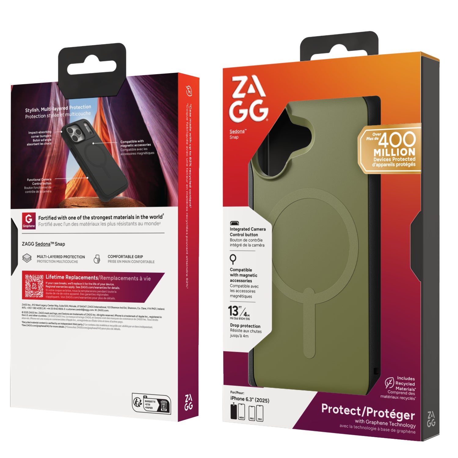 ZAGG Sedona Snap Backcover – für Apple iPhone 17, MagSafe, Graphen, Grün, bis 4 m Sturzsicher