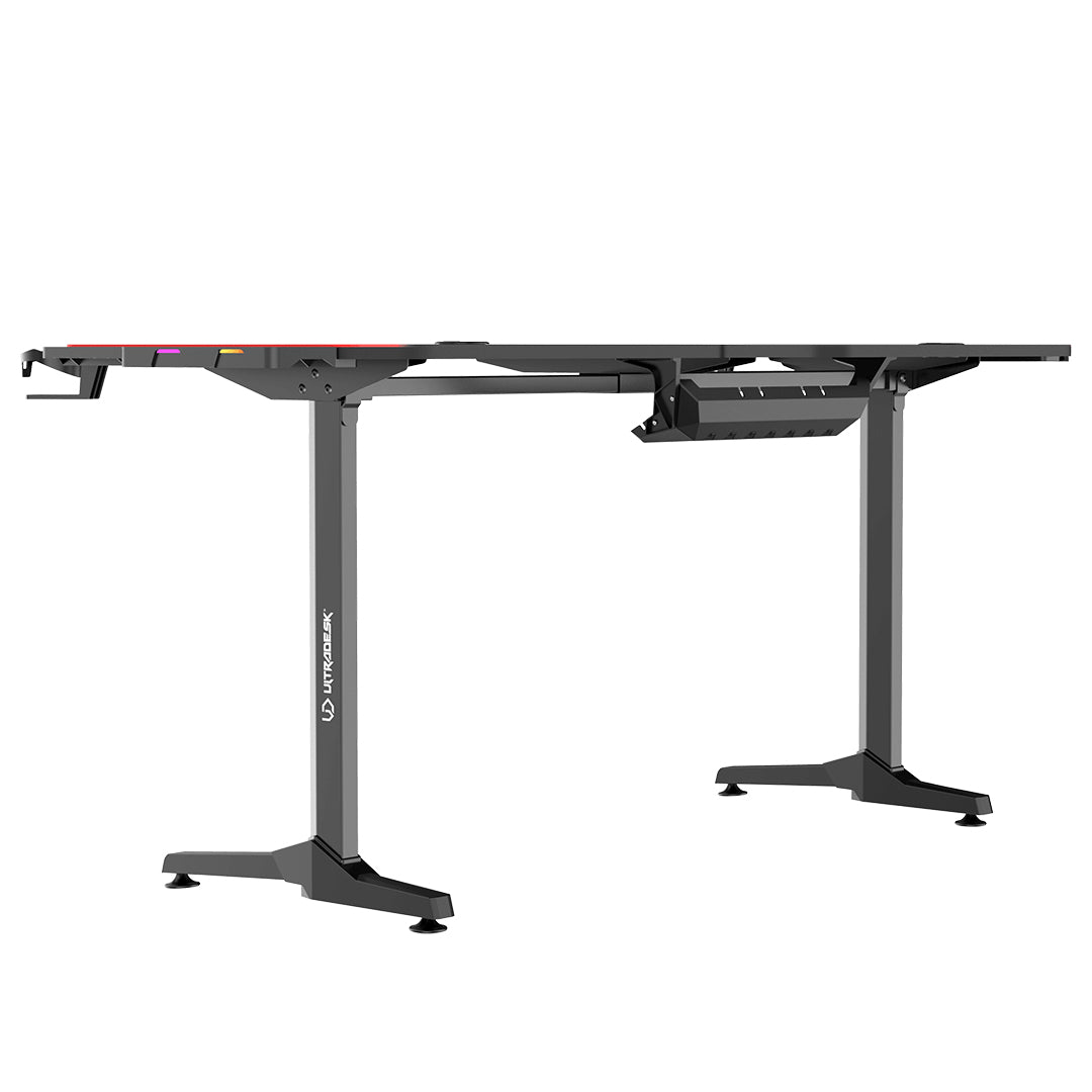 Ultradesk Rollbarer Computertisch, 1'750×750×760 mm, RGB-LED, USB-Hub mit 4 Anschlüssen, Schwarz/Rot