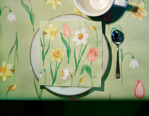 Duni Servietten Spring Melody, mehrfarbig – 40 × 40 cm, 4-lagig – 50 Stück