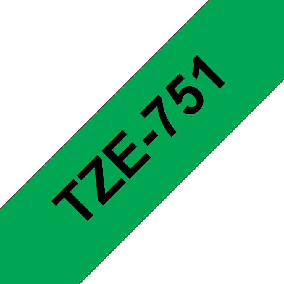 Brother TZe-751 Schriftband – Schwarz auf Grün – 28 mm × 8 m, laminiert – für Brother P-touch