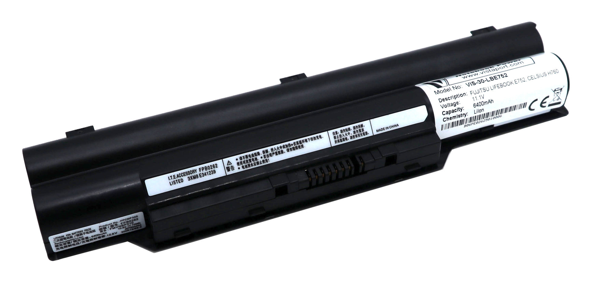 Vistaport Notebook-Akku – für Fujitsu LIFEBOOK P772/E752 und CELSIUS H760/H730 – 72 Wh, 11,1 V – Schwarz
