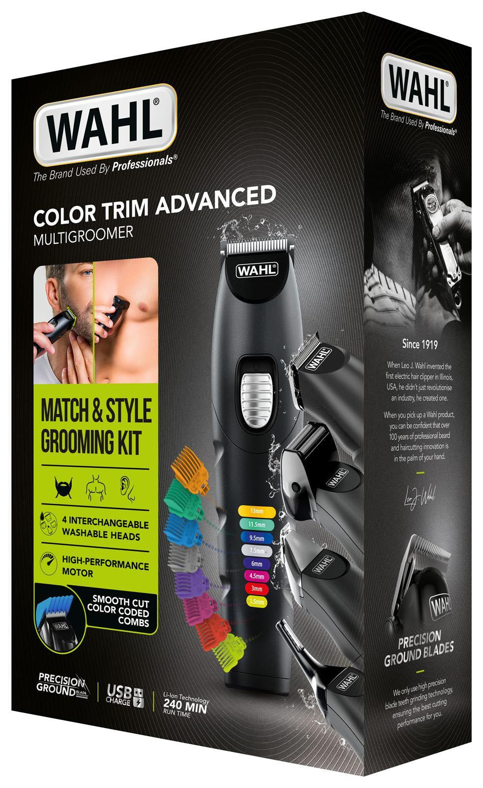 Wahl Barttrimmer Color Trim Adv. – Akku 240 min, 1,5–13 mm, 8 Längenschritte – schwarz