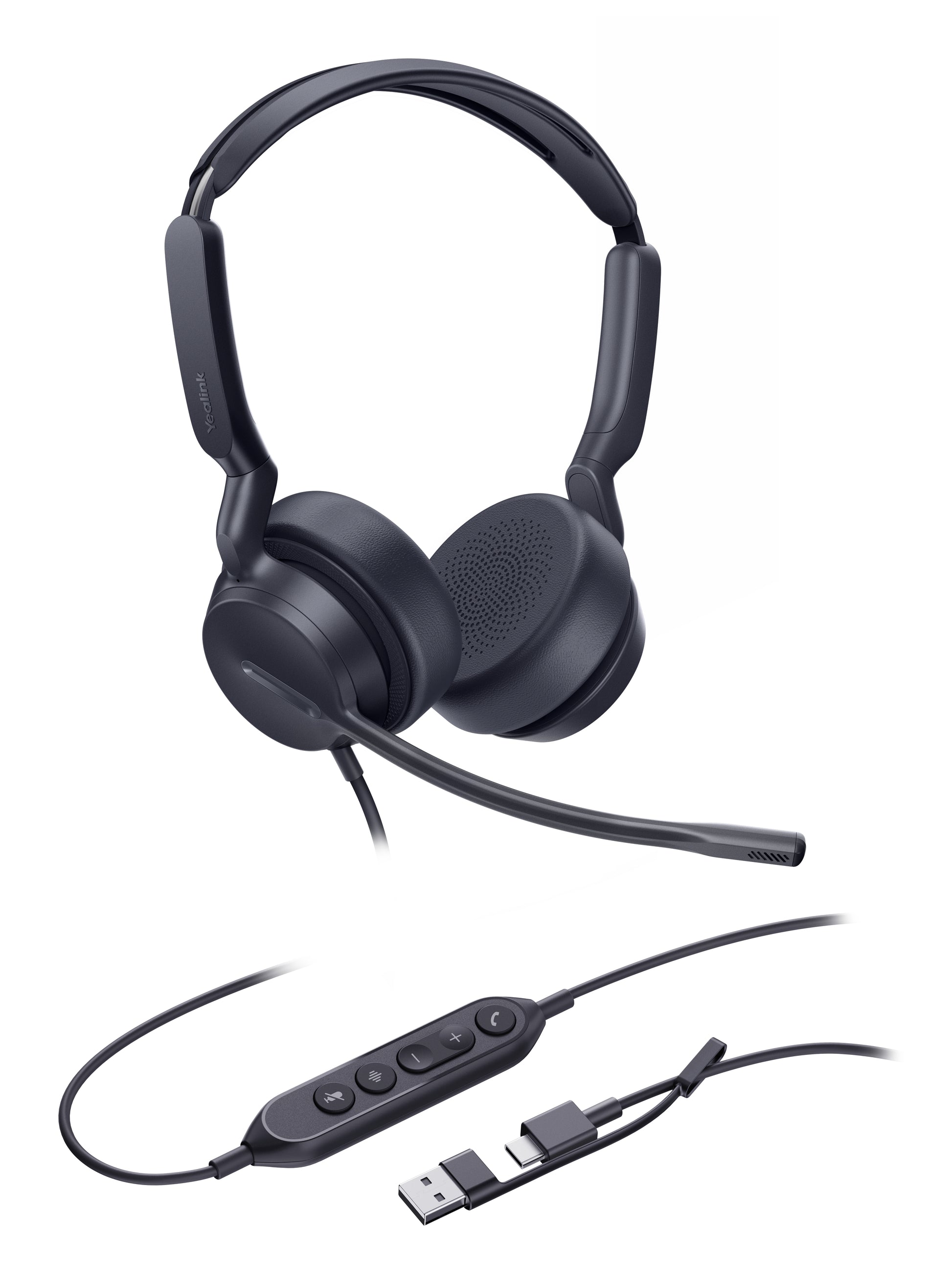 Yealink UH42 Dual UC USB-C/A – Duo Headset – USB-C/USB-A, mit Boom-Mikrofon, Geräuschunterdrückung – schwarz