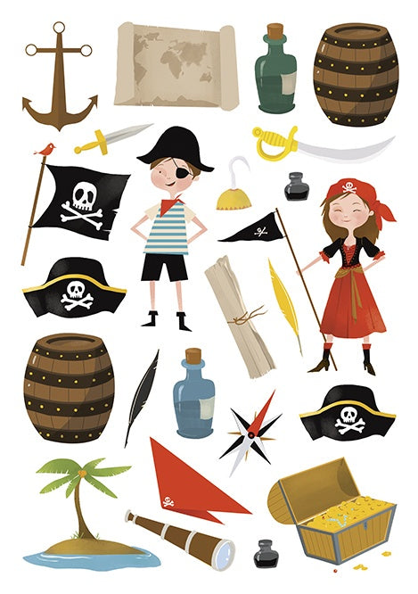 Clairefontaine Sticker Sweety – A5, Piraten, Mehrfarbig – 138 Sticker, Papier