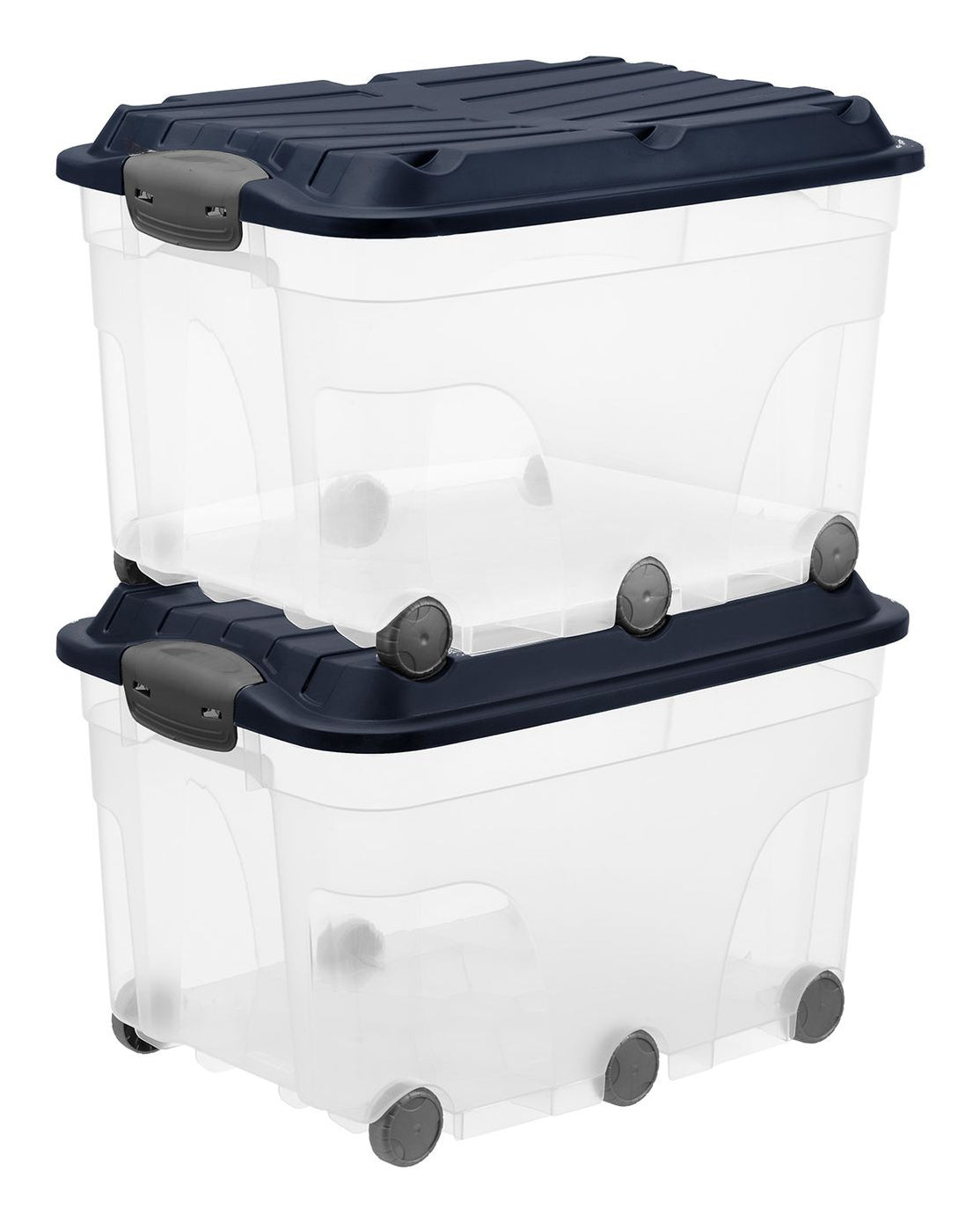 Rotho Aufbewahrungsbox – ROLLER6, 40 cm, Blau, Transparent