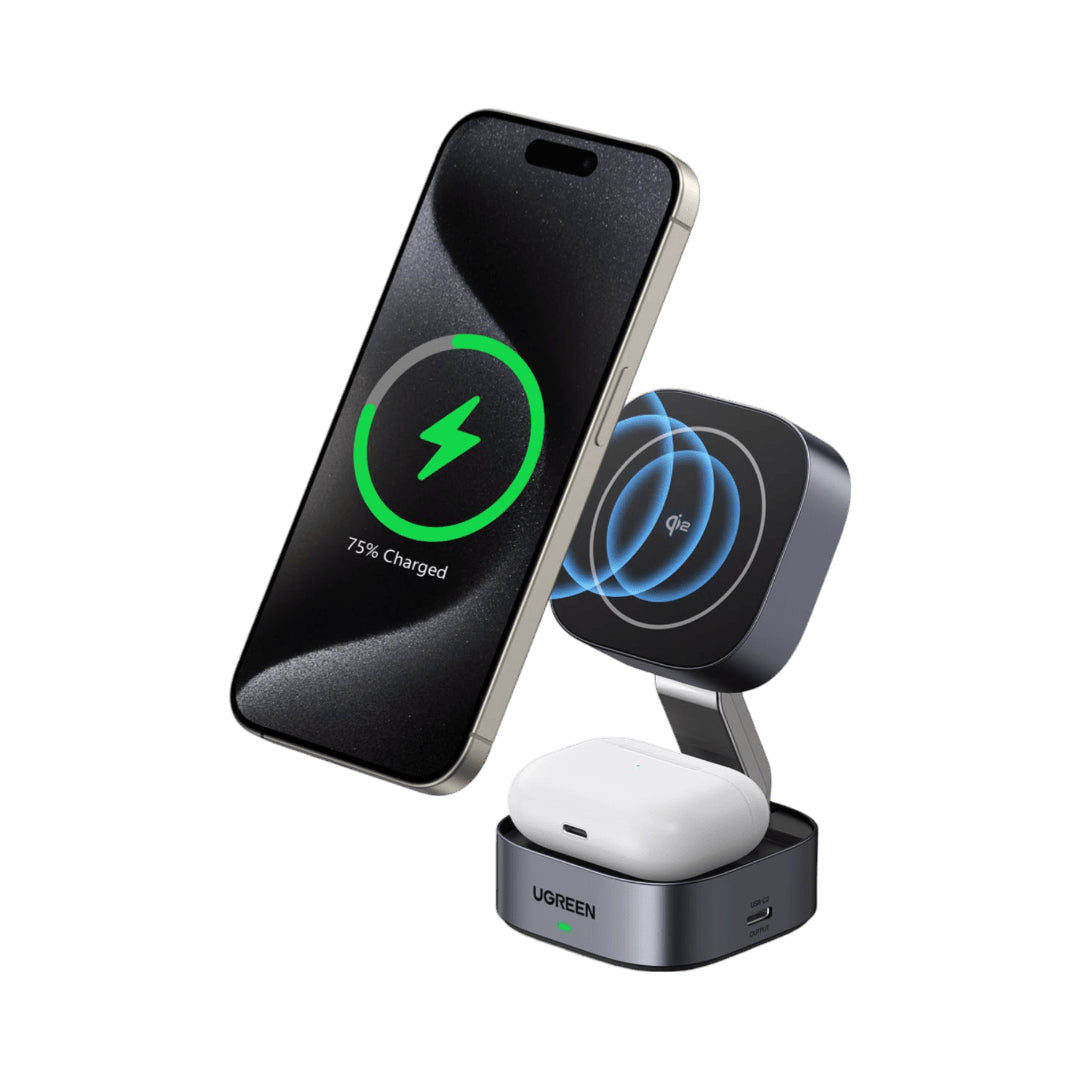 Ugreen 35316 Ladegerät – 15 W, 1× USB-C, Qi2, Magnetisch – für AirPods, Apple Watch, iPhone 13–15