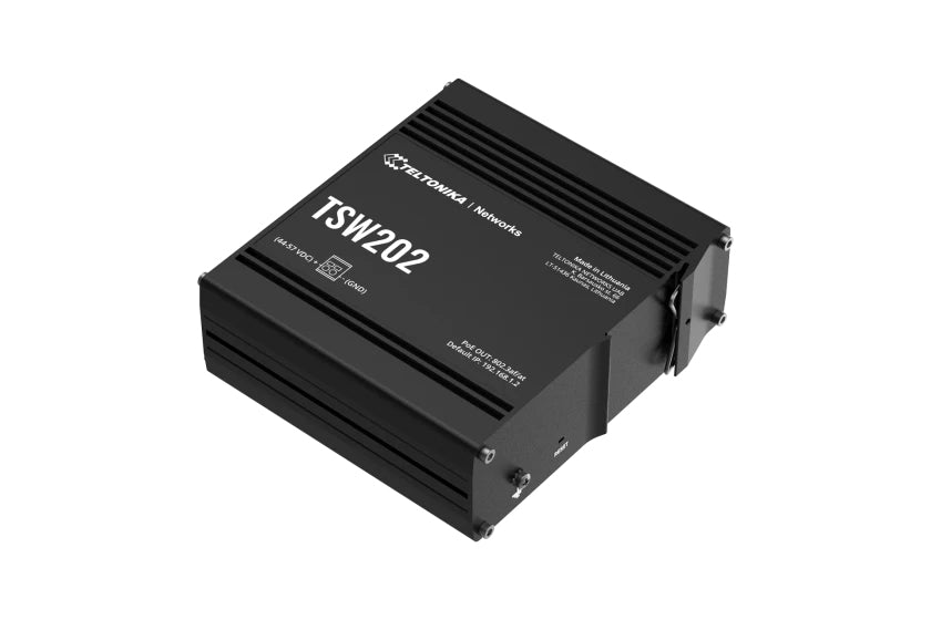 Teltonika TSW202 – Managed L2/L3 Switch – 8× 1G, 2× SFP, PoE+, PoE-Budget 240 W, DIN-Schiene