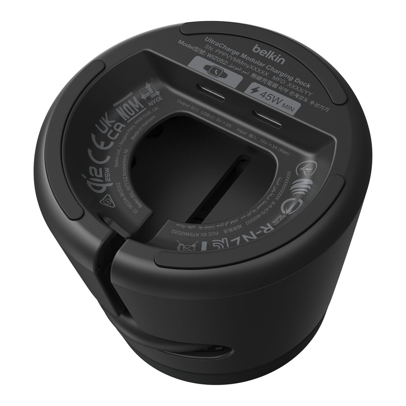Belkin UltraCharge 3-in-1 Ladeständer – Qi2 – 45 W – für Smartphone/Smartwatch/Kopfhörer – Schwarz