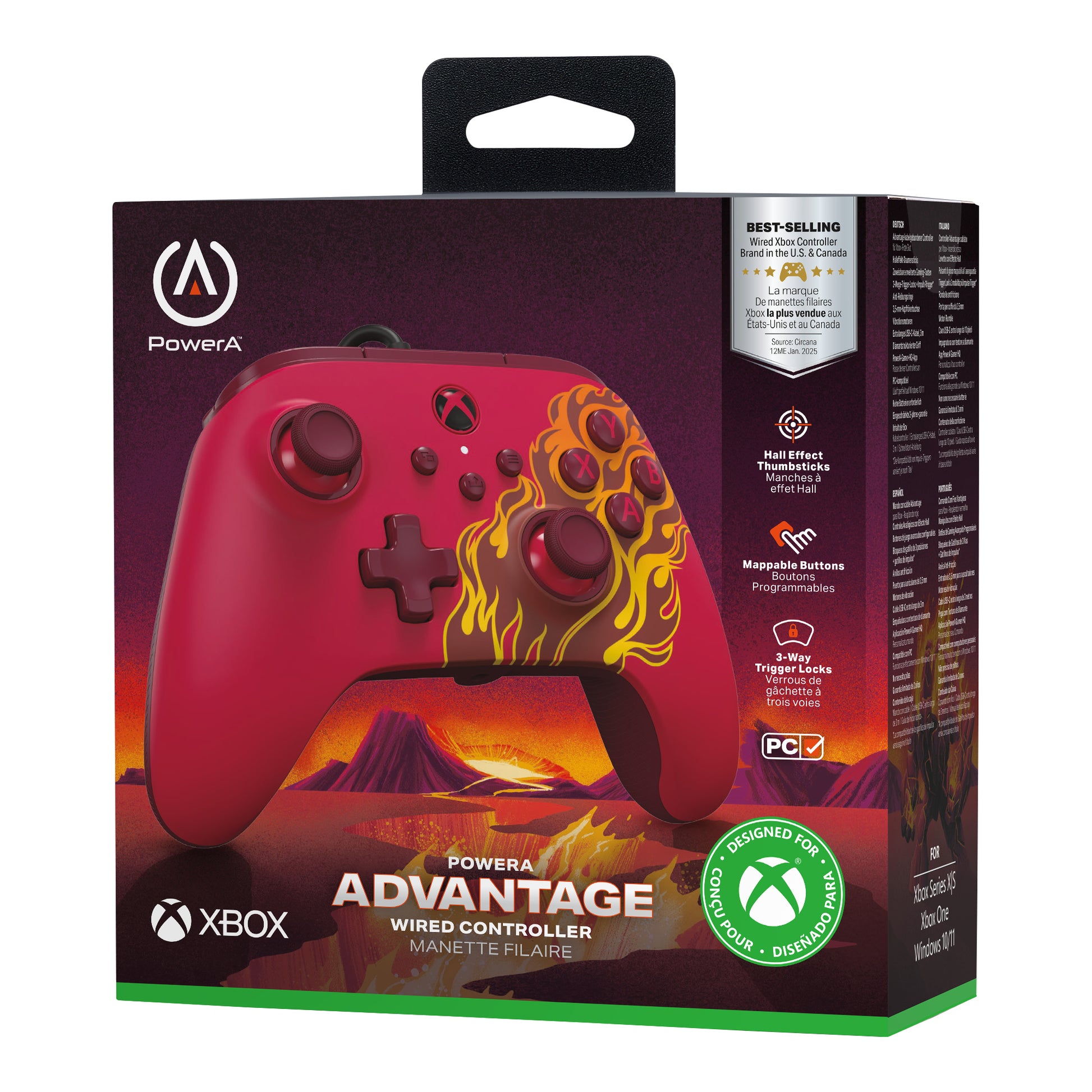 PowerA Advantage Wired XBGP0543 – Gamepad – USB (kabelgebunden) – Programmierbare Tasten – für Xbox & PC – Rot