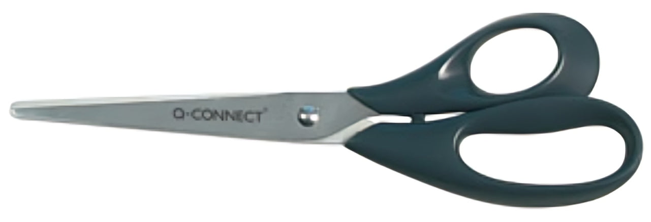 Q-Connect Universalschere – 21,0 cm, Edelstahl, für Rechts- und Linkshänder, abgerundet, Kunststoff, schwarz