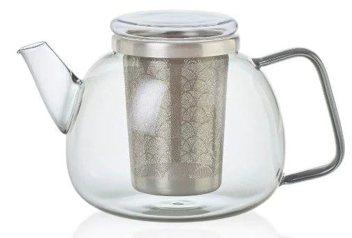 AdHoc Teekanne TK61 – 1,2 l, Ø 15 cm, H 13,0 cm, Borosilikatglas/Edelstahl, Transparent