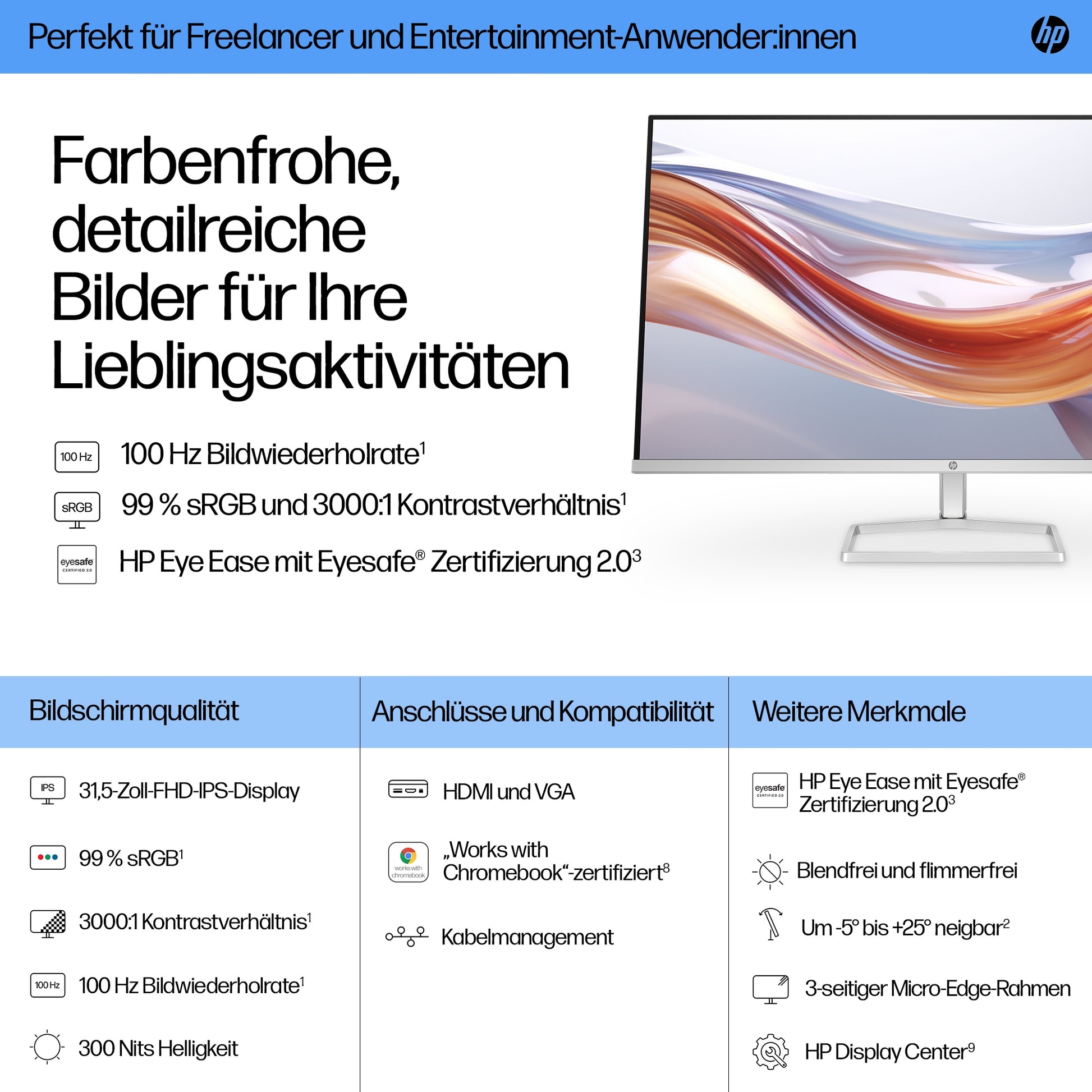 HP S5 532SF FHD – Monitor, 31,5", 1920 × 1080 (Full HD)
