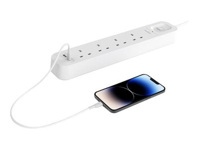 Belkin SRB001VF2M Steckdosenleiste 4× – 525 J Überspannungsschutz, USB×2 – 2 m, Weiss