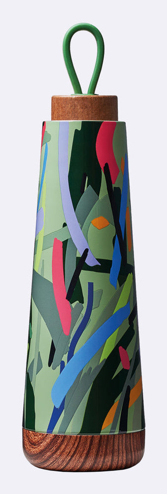 BioLoco Loop Isolierflasche 500 ml – Doppelwandig 18 h heiss/12 h kalt, Edelstahl, Holzdeckel