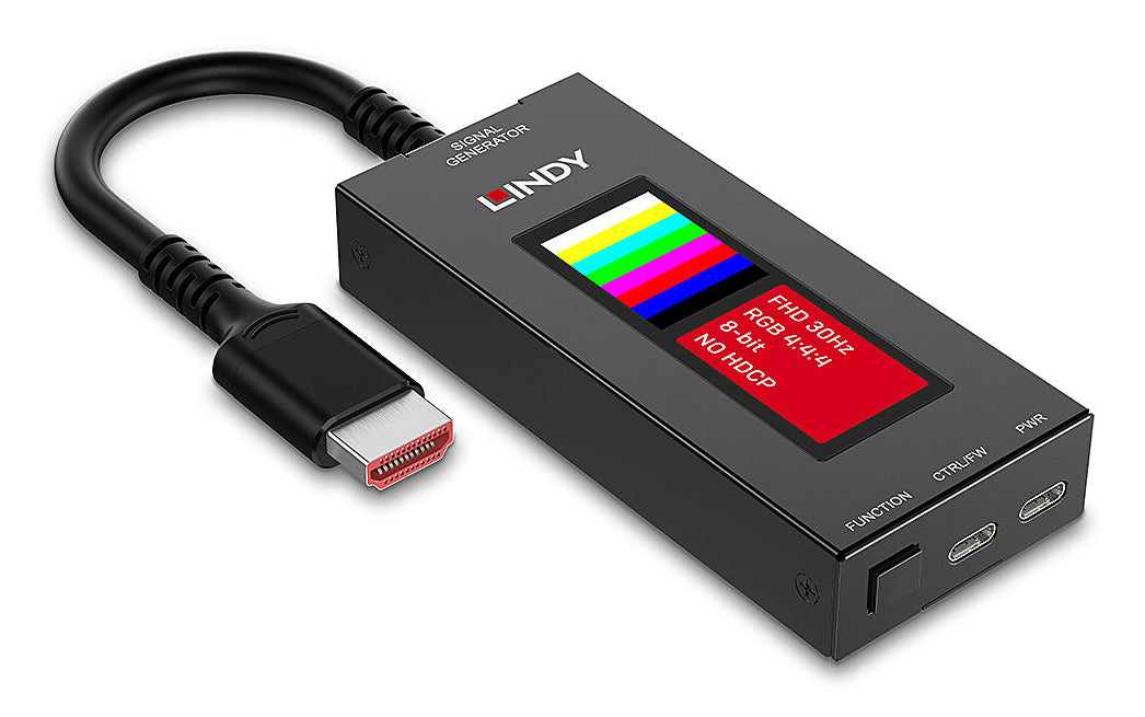 Lindy HDMI 8K30 – Signalgenerator – 7680×4320@30fps, HDMI 2.1, 40 Gbit/s, LCD, USB‑C