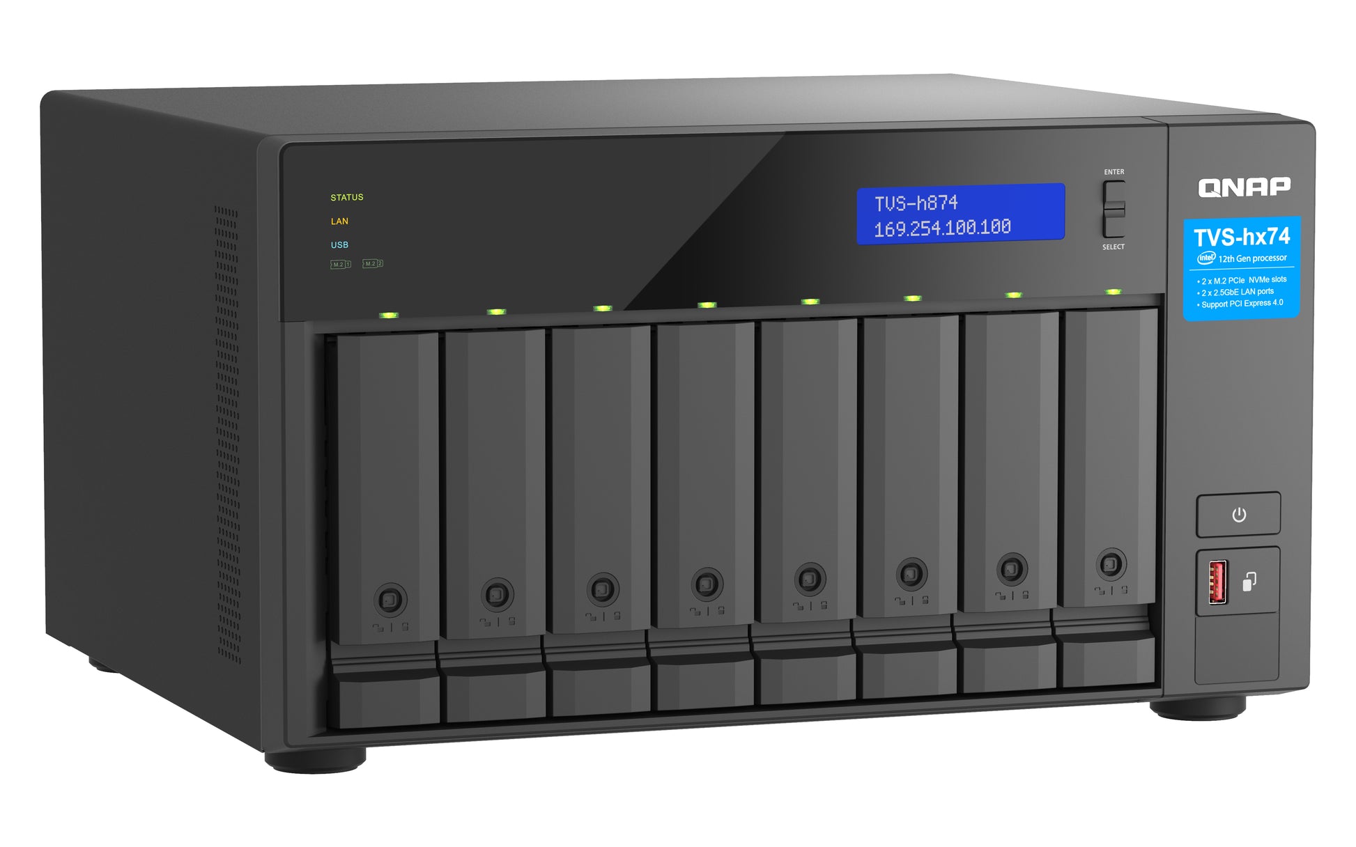 QNAP TVS-H TVS-H874-I7-32G Speichergerät – 2×2,5 GbE, 8 Laufwerksschächte, 32 GB DDR4