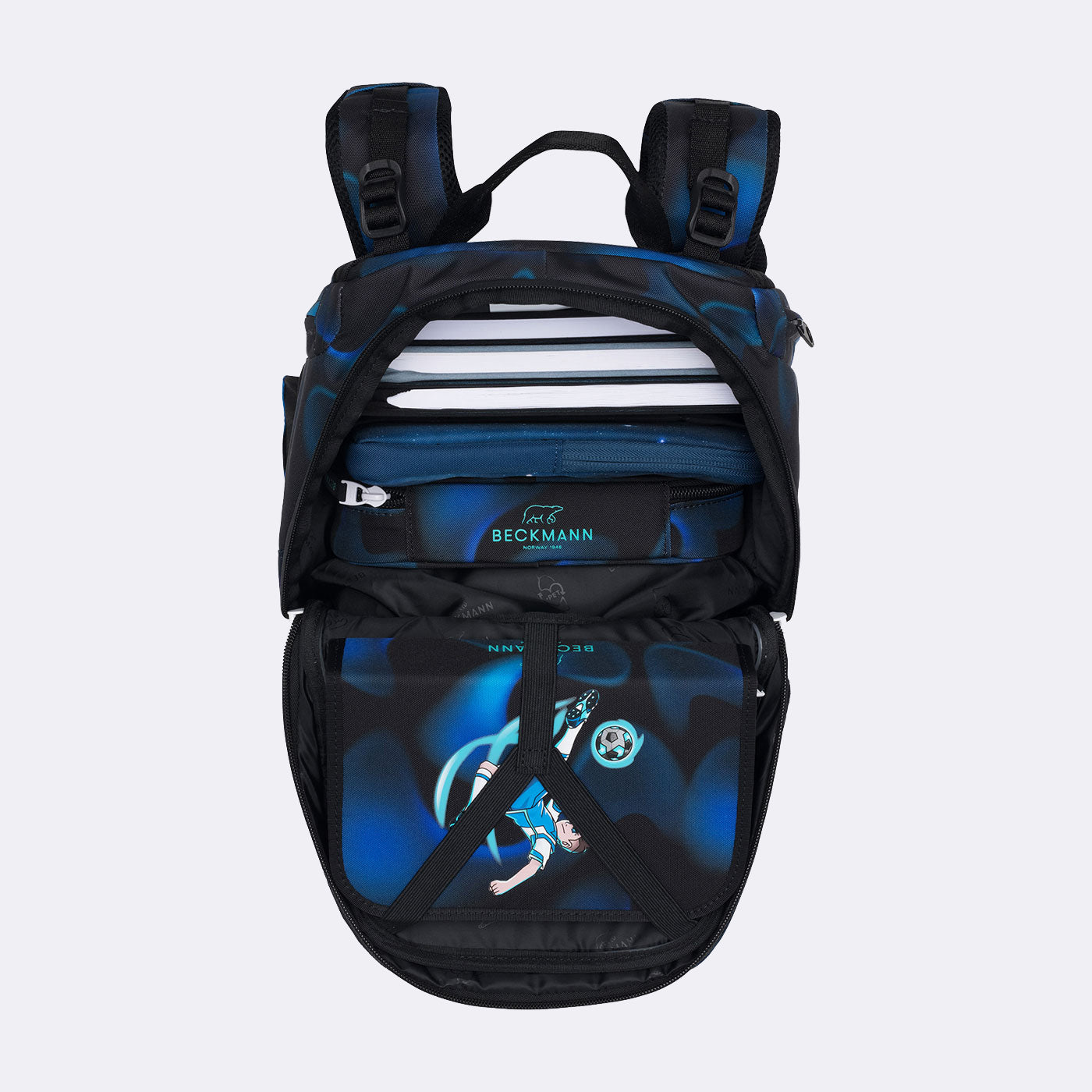Beckmann Schulrucksack Active Air Flx – 6-teilig – Magic League – 26,0×39,0×22,0 cm – Recycelte Materialien