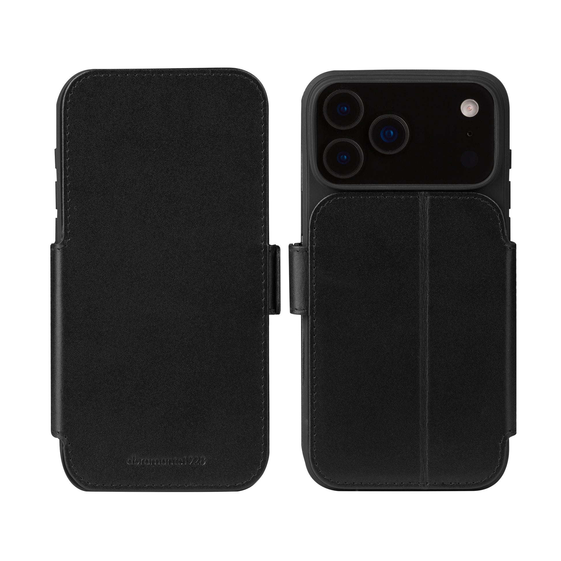 dbramante1928 Copenhagen Wallethülle – für Apple iPhone 17 Pro Max, mit Ständer, 3 Kartenfächer, Leder, Schwarz