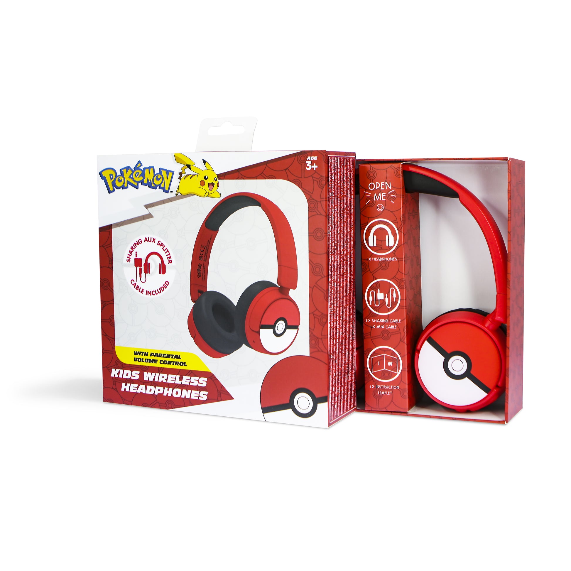 OTL Technologies OTL Pokémon PK1000 Kinderkopfhörer – On-Ear, Stereo, Kabel + BT, Rot/Weiss, BT 5.1