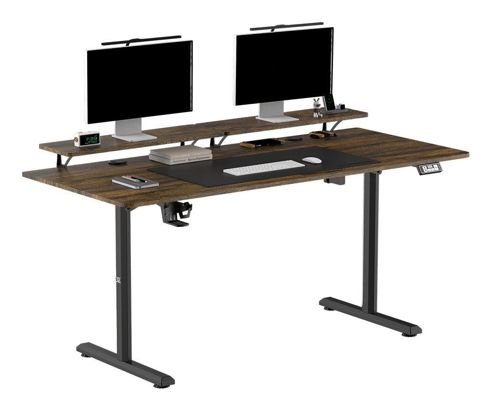 Ultradesk Highlander XXL Gaming-Tisch – 160 × 70 cm, elektrisch höhenverstellbar, braun, Carbon