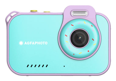 AgfaPhoto Rkcw2Bl Digitalkamera – Unterwasserkamera, wasserdicht bis 3 m, 12 MP, 2,7K, Blau, Pink