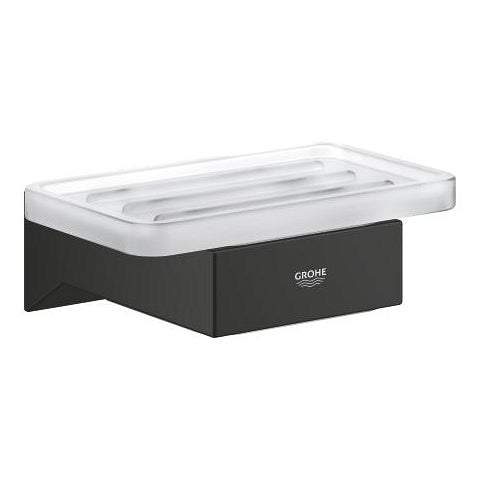 GROHE Seifenhalter Selection Cube – Metall, Wandmontiert, zum Schrauben, 10,8×4 cm, Schwarz