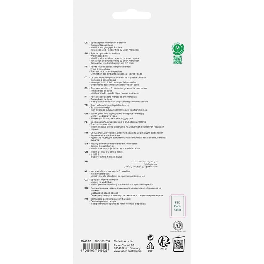 Faber-Castell 46 Graffiti Textmarker Set 8 Farben – Keilspitze, 1–5 mm, nachfüllbar