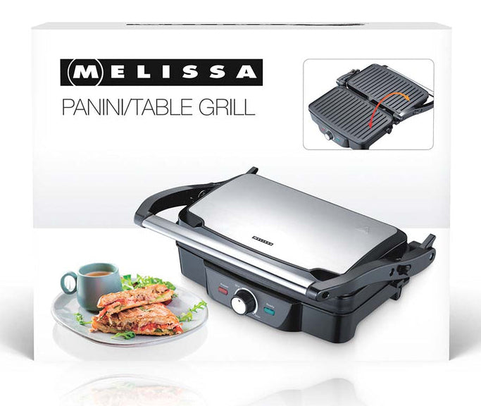 Melissa Kontaktgrill 16240108 – 1 600 W, 180°-Öffnung – Schwarz/Edelstahl
