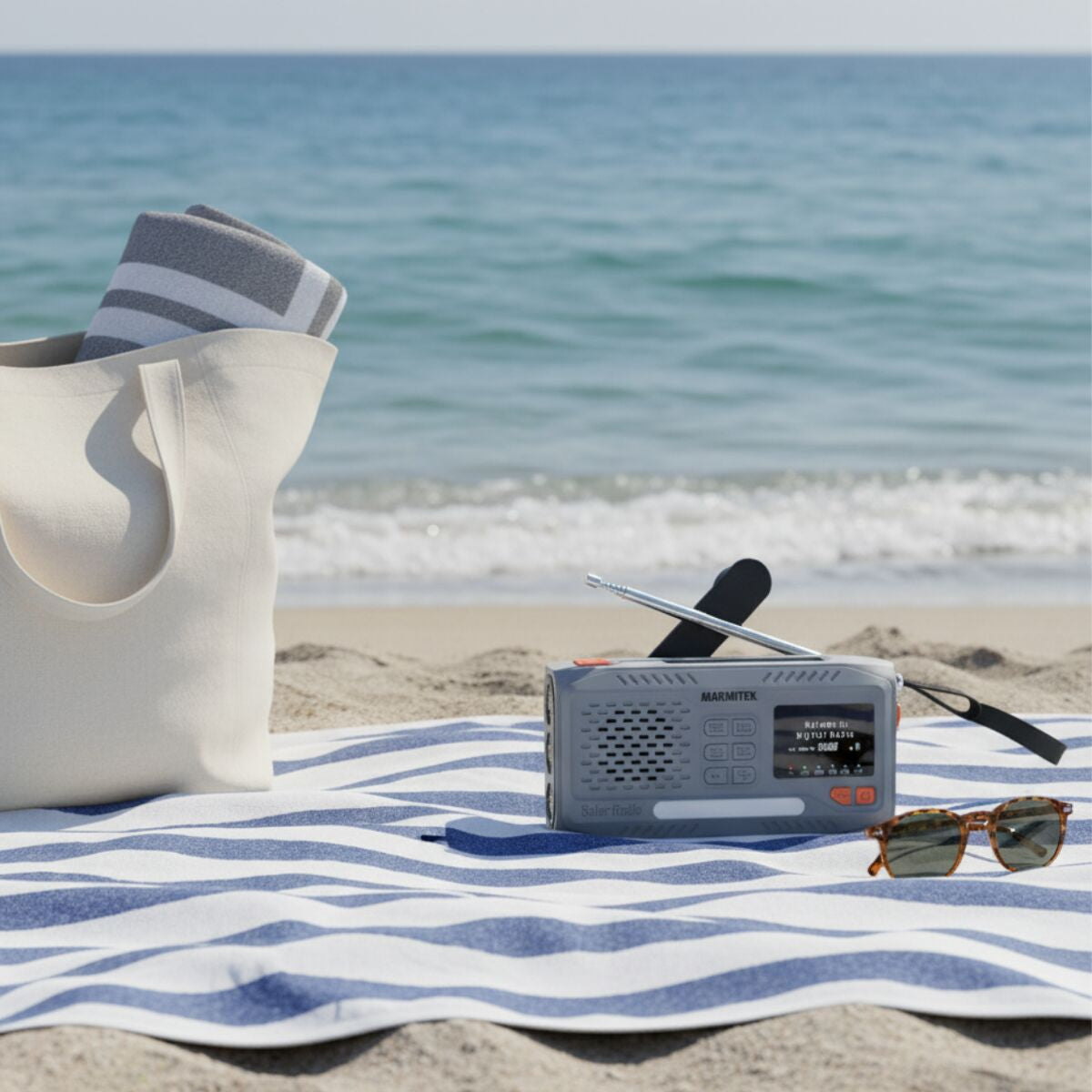 Marmitek RESQ 100 – Tragbares DAB+ Radio, UKW, Bluetooth, IPX3 – Grau