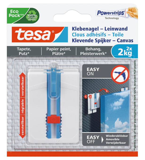 TESA Klebenagel – Kunststoff, Weiss, 12 × 14 × 2,4 cm – 2er-Pack
