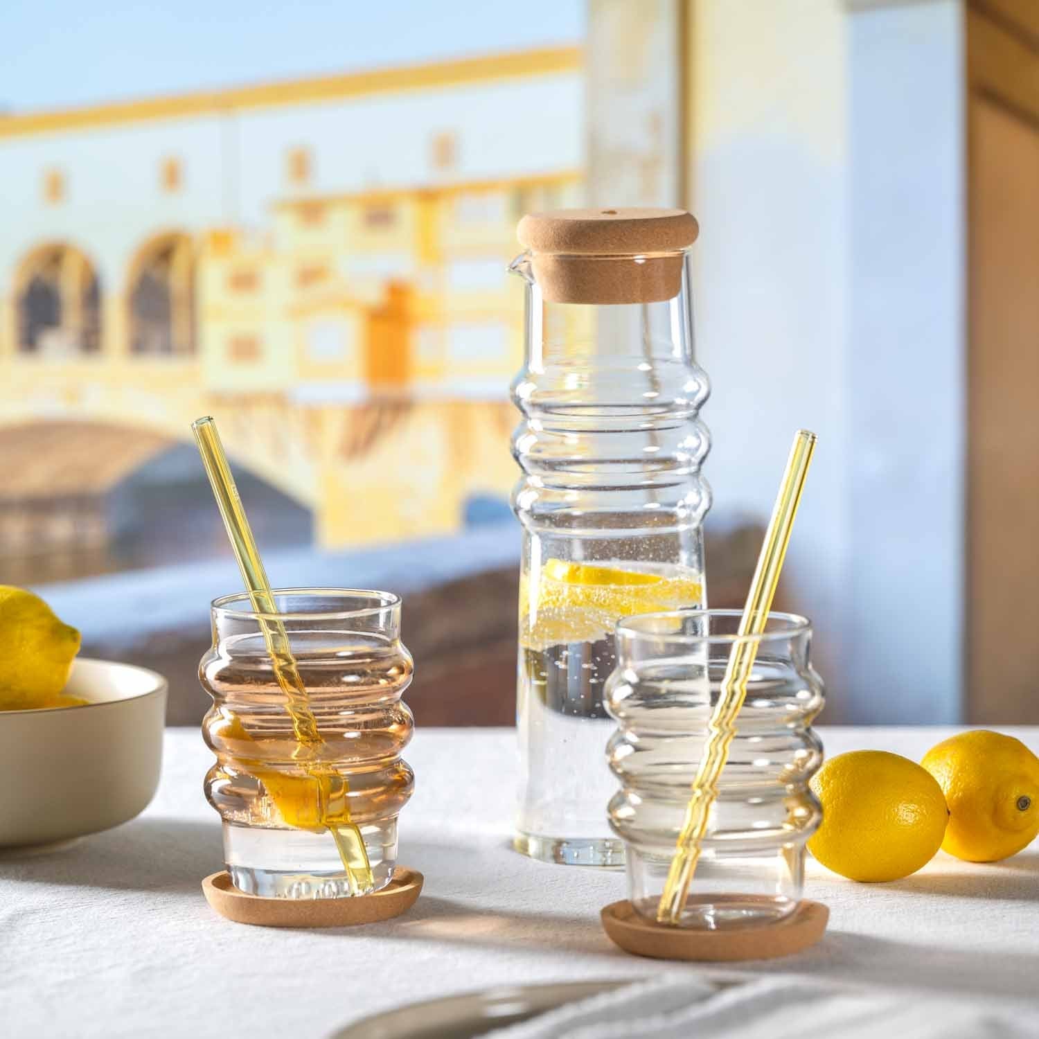 LEONARDO Sole Karaffe – 0,9 l, Borosilikatglas, Transparent, Korkstopfen, spülmaschinenfest