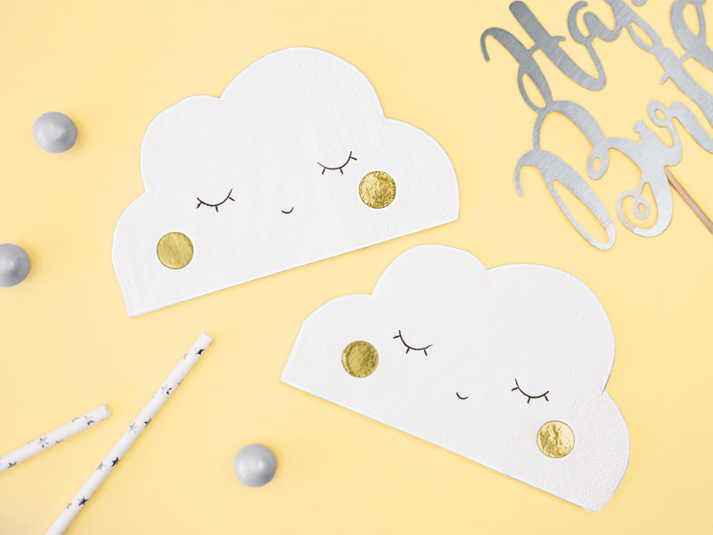 PartyDeco Servietten Wolke, Papier, 16 × 9,5 cm – 20 Stk.