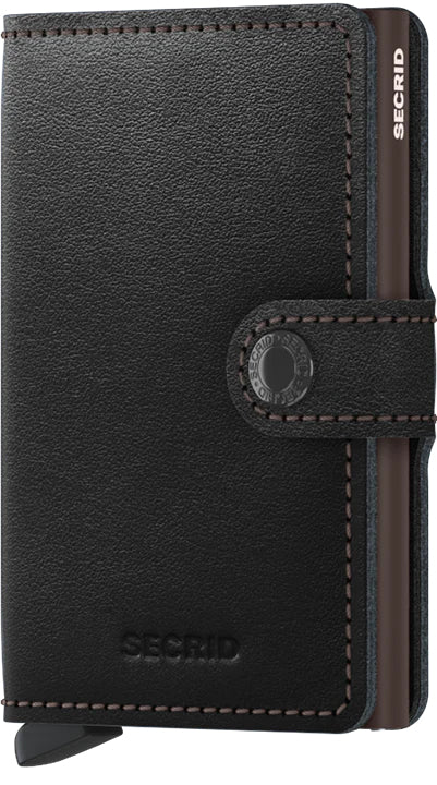 Secrid Kartenetui Miniwallet – RFID-Schutz – 65 × 102 × 21 mm – Leder – Schwarz/Braun