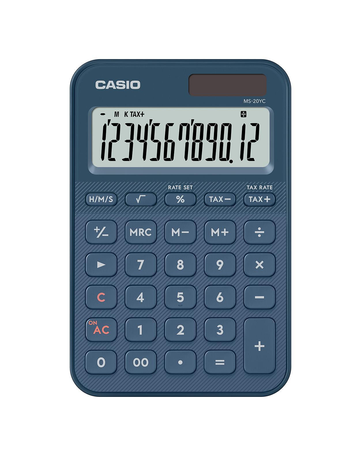 Casio Tischrechner MS-20YC – 12-stellig – Solar/Batterie – Blau