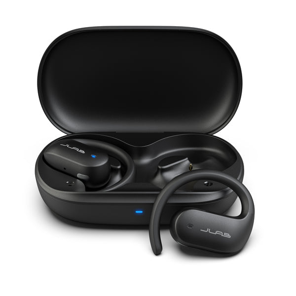 JLab JBuds Open Sport 2 – True Wireless In-Ear Kopfhörer, Ohrbügel – Bluetooth, IP55 – Schwarz – bis 26 h