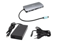i-tec Multiport-Adapter – USB-C, 1× HDMI, 1× VGA, 3× USB-A, 2× USB-C, 100 W PD, GbE, für Windows/Mac/Linux