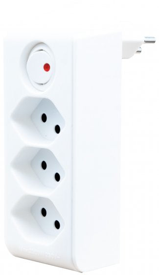 Brennenstuhl Abzweigstecker T12 zu 3× T13 – 230 V, 10 A, 300° drehbar, mit Schalter – Weiss