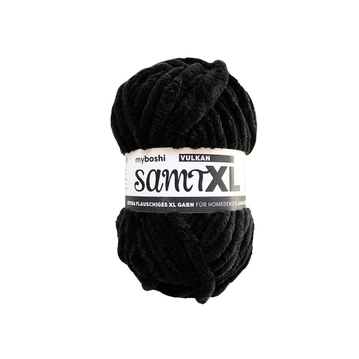 myBoshi Chenille Samt XL Wolle Extra dick Karbonschwarz – 100 g, 40 m, Nadel 5 mm, 100% Polyester